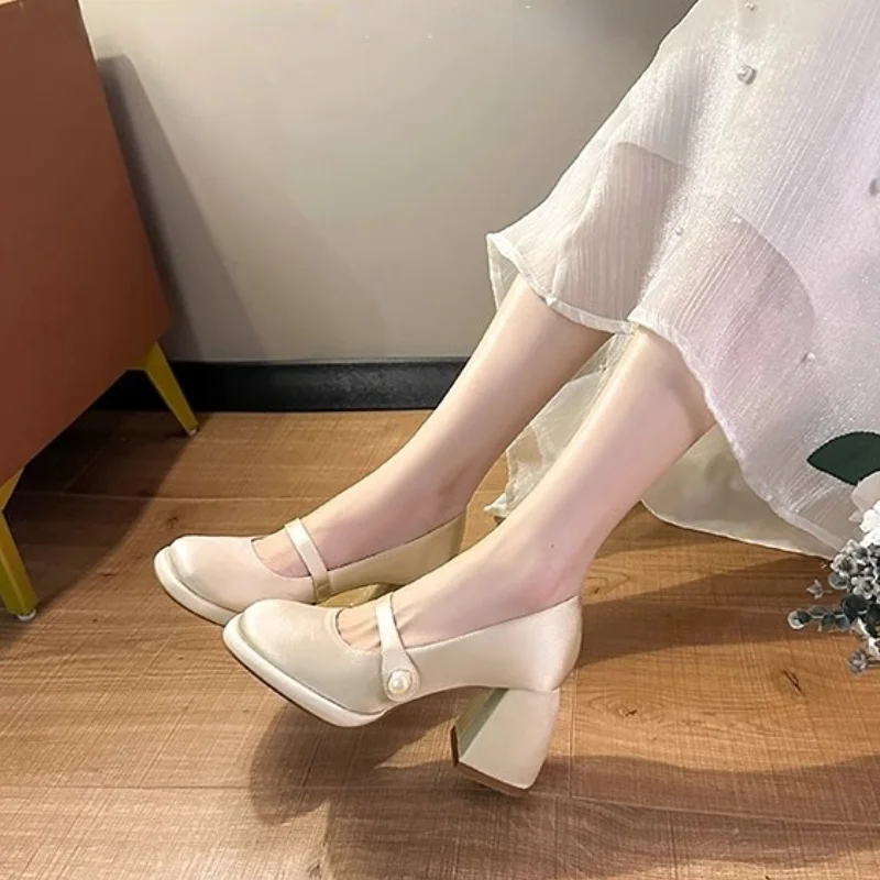 Женские туфли Мэри Джейн модные новые свадебные модельные на массивном каблуке