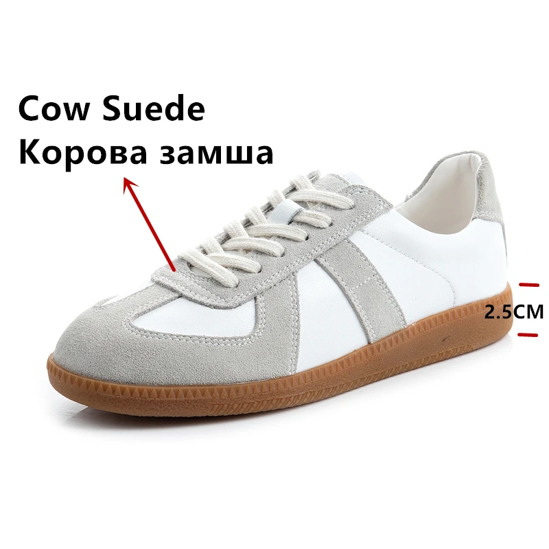 Women Genuine Leather Casual Shoes Woman Suede Leather Flats Platforms Sport Shoes Lace Up Sneakers Shoes