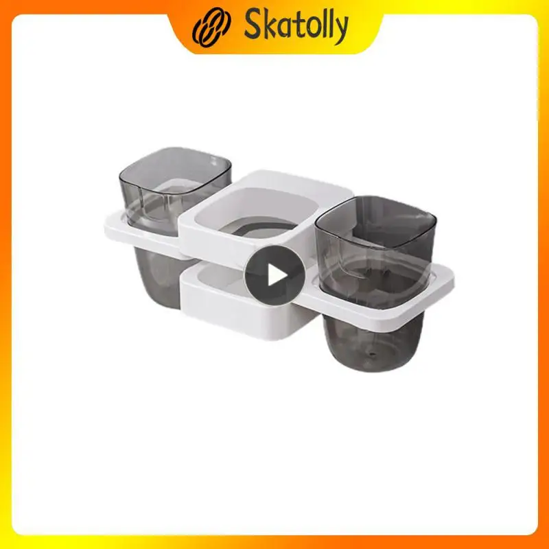 

5/8/10PCS Bathroom Mouthwash Cup Non-perforated Toothbrush Holder No Mark Adhesive Foldable Toothbrush Toothpaste Box