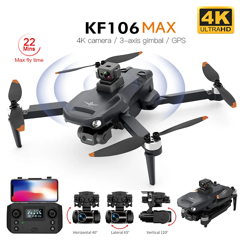 

Профессиональный Дрон KF106 MAX 4K с HD камерой, обход препятствий 360, 3-осевой шарнирный подвес, Фотокамера, Wi-Fi, GPS, бесщеточный Квадрокоптер, Радио...