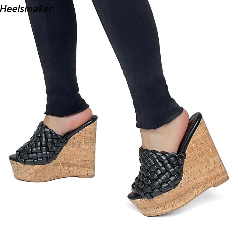 

Женские босоножки ручной работы Sukeia, элегантные черные вечерние туфли на матовой танкетке с открытым носком, американские размеры 5-20