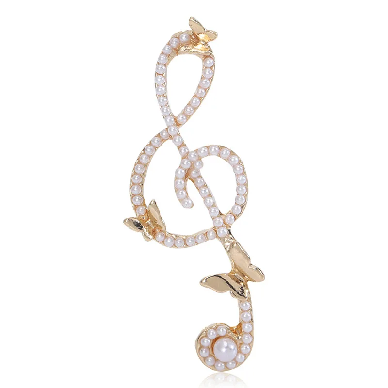 

Pearl Music Notes With Tiny Butterfly Lapel Pins Office Daily Clothing Suit Coat Accessories Women Unisex Brooch Party Jewelry