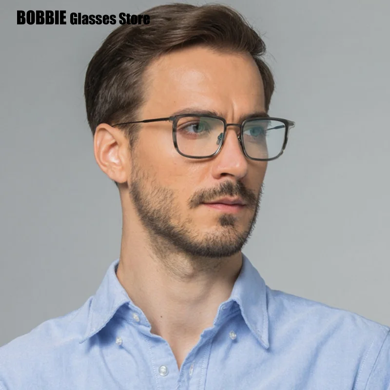 Pure Titanium Acetate Glasses Frame Man Square Big Face Japanese Handmade Eyeglasses Frames EMPIRE Optical Prescription Eyewear