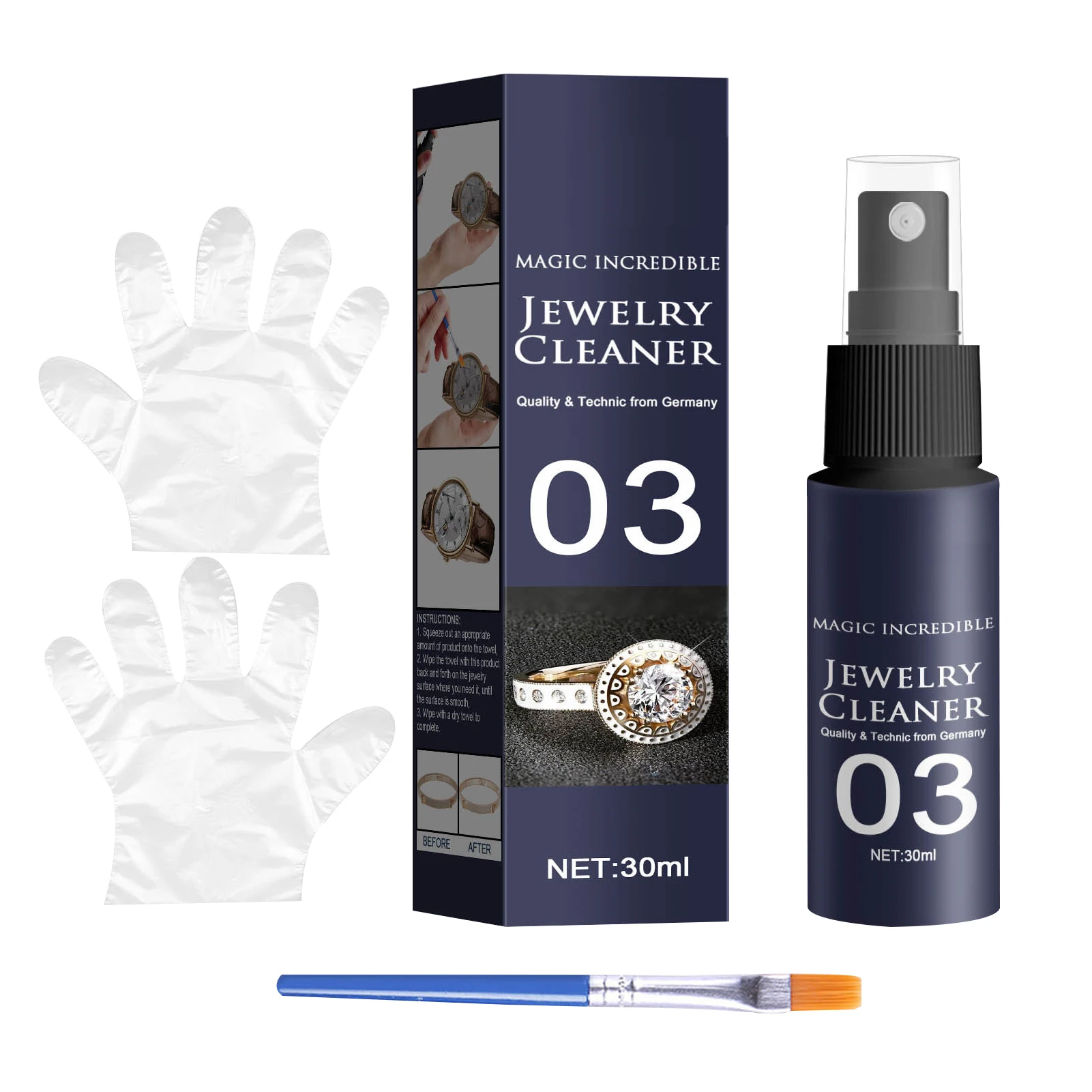 

30ML Jewelry Cleaner Multifunctional Household Cleaning Spray Gold Stainless Steel Titanium Diamonds Pearls Beads Cleaner