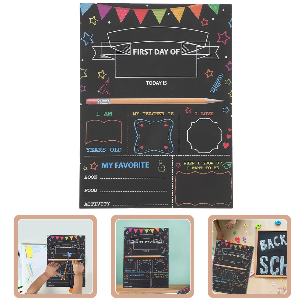 

School Day Sign Chalkboard Boardfirst Chalk Topreschool Kids Decoration Framed Wooden Wood Blackboard Magnet Last Black Photo