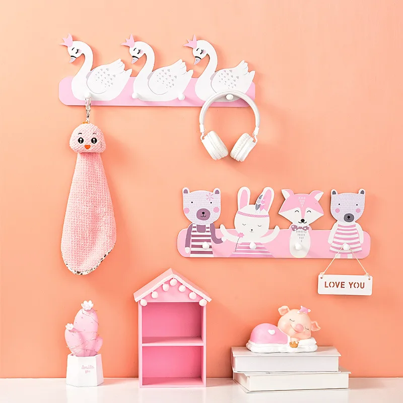 

Nordic Children Room Decorative Wall Shelves Wood Shelves Coat Rack Wall Hanging Shelf Hooks Star Swan Decor Display