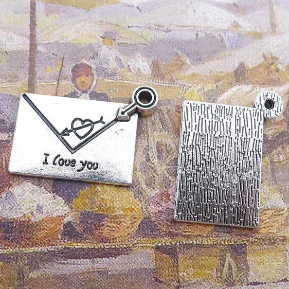 

10pcs/lot 14*19mm Antique Silver Alloy Envelope Charm Express I Love You Message Pendant DIY Handmade Jewelry Making 2062