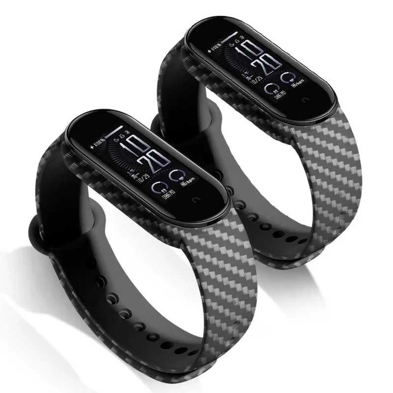 

Replacement Straps for Miband Mi Band 3 4 Wriststrap Carbon Fiber Watch Strap for Xiaomi Band 6 5 TPU Band Bracelet Watchband