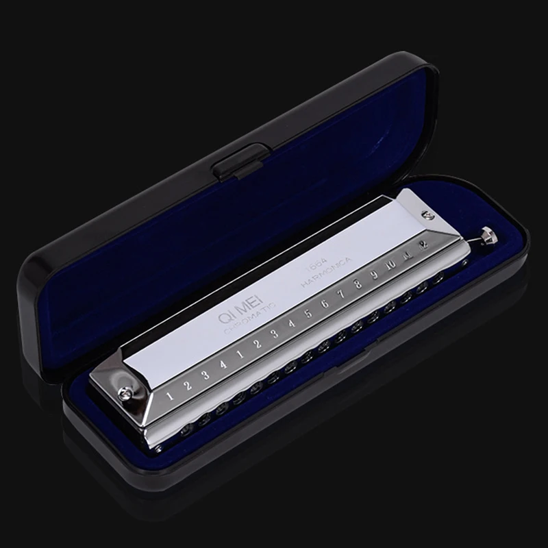 Профессиональная Хроматическая гармоника QIMEI с 16 отверстиями 64 тона ротовой Ключ