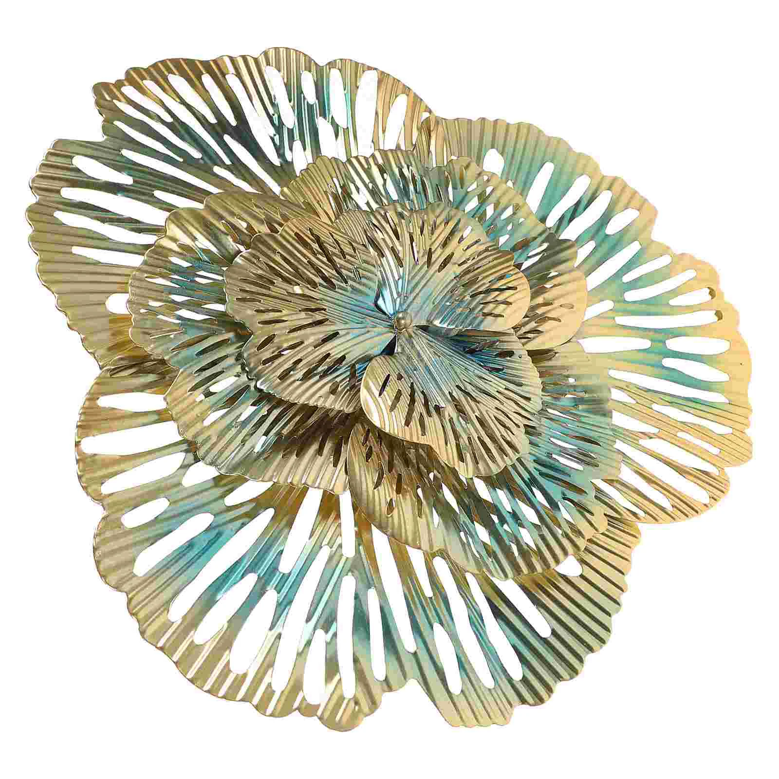 

Wall Metal Decor Decoration Flower Sculpture 3D Floral Iron Hanging Rustic Succulent Inspirational Decorations Outdoor Layered