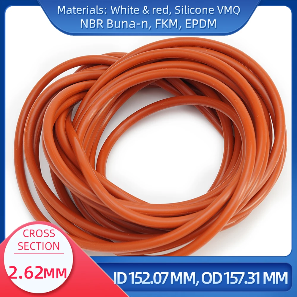

O Ring CS 2.62 mm ID 152.07 mm OD 157.31 mm Material With Silicone VMQ NBR FKM EPDM ORing Seal Gaske