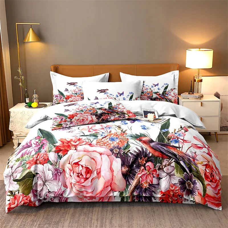 

Flower Queen Bedding Set Green Leaf Duvet Cover Set Bedding Digital Printing Bed Linen King Size Duvet Cover Set Bedding Sets