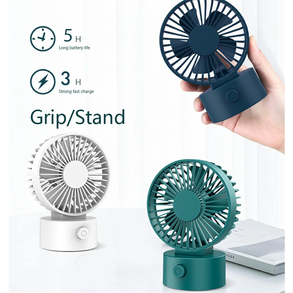 

USB Rechargeable Mini Fan Portable Quiet Operation Adjustable Rotating Cooling Machine Personal Nightstand White