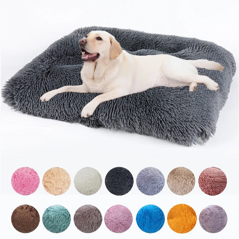 

Dog Bed Long Plush Basket Calming Cat Beds Pet Kennel House Soft Fluffy Cushion Sleeping Bag Mat for Small Large Dogs Nest Dog