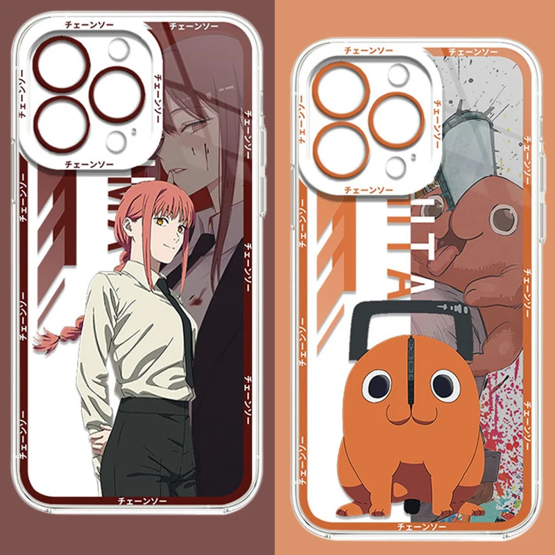 Чехол из мягкого силикона Chainsaw Man Anime Makima для iPhone 14 Pro Max 13 12 Mini 11 XR XS X 8 7 6 6S Plus SE 2020 с прозрачной задней крышкой.