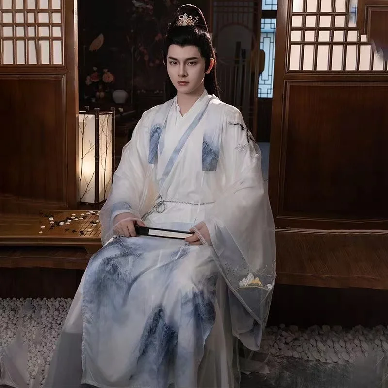 Классический неувядающий костюм ханьфу с вышивкой журавля для мужчин и женщин