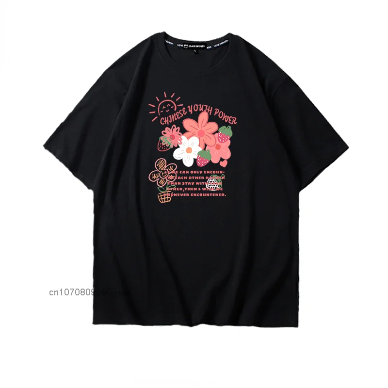 

Summer New Cotton Oversized Casual T Shirt Women Fashion Harajuku Streetwear Clothes For Students Girl Y2k Gentle Ladies T Shirt