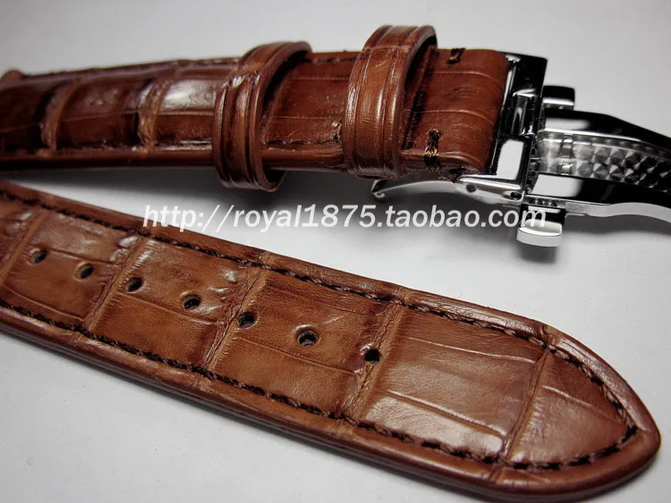 

19mm20mm 21mm Handmade Quality Black Brown Crocodile leather Retro watch strap Butterfly buckle Watchband Watch band Accessories