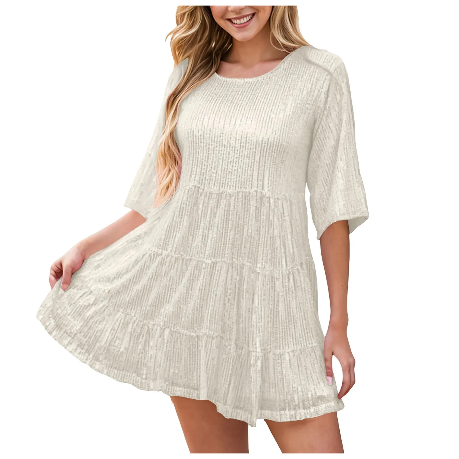 Блестящее блестящее платье с пайетками короткое струящееся многоярусное