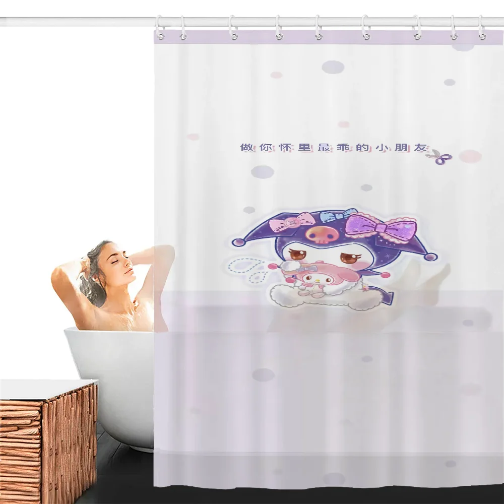 Занавеска Для Душа Sanrio Kuromi Водостойкий Полиэстер Декоративная Драпировка Ванной