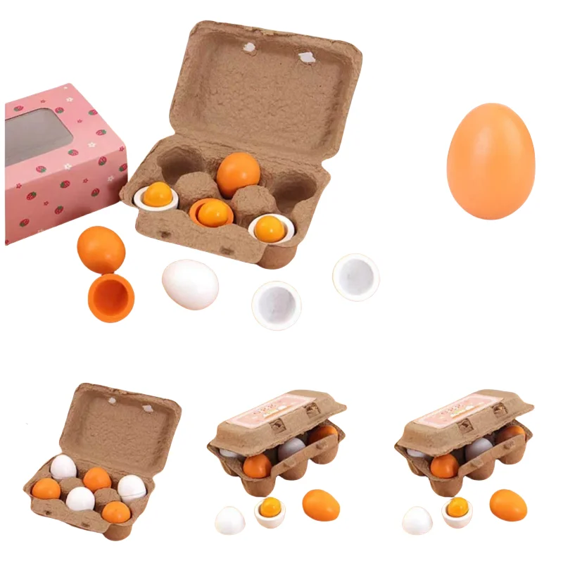 

Simulation Wooden Eggs Toys Set Children Kitchen Pretend Play Wood Food Eggs Toys Set Children Early Education Montessori Toys