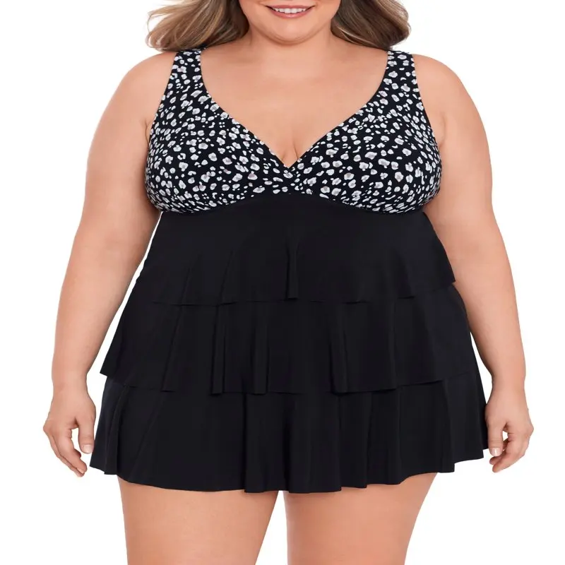 

Женское слитное платье для плавания с оборками