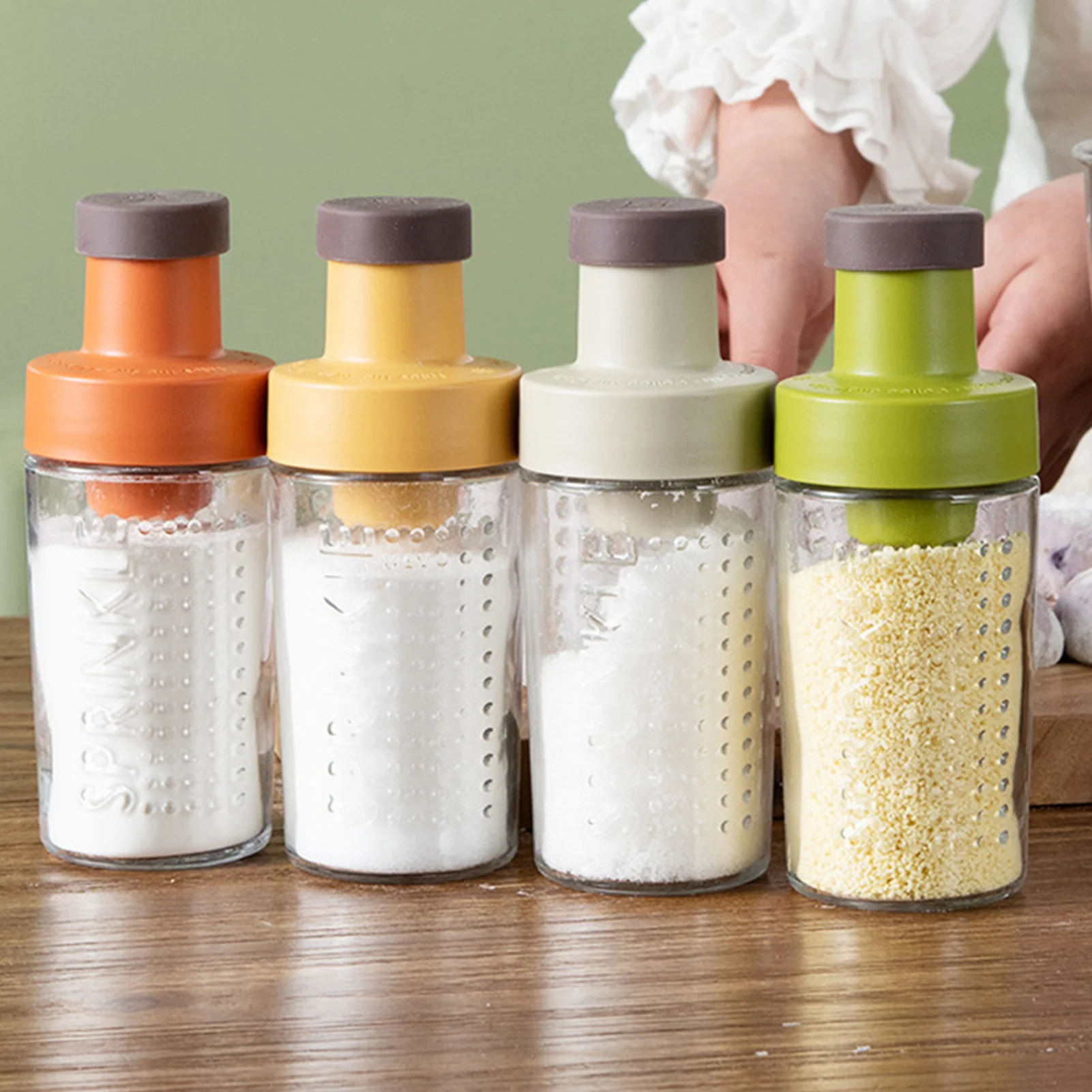 

260ml Salt And Pepper Shakers Moisture Proof Salt Shaker With Silicone Lid Refillable Glass Spice Dispenser Quantitative