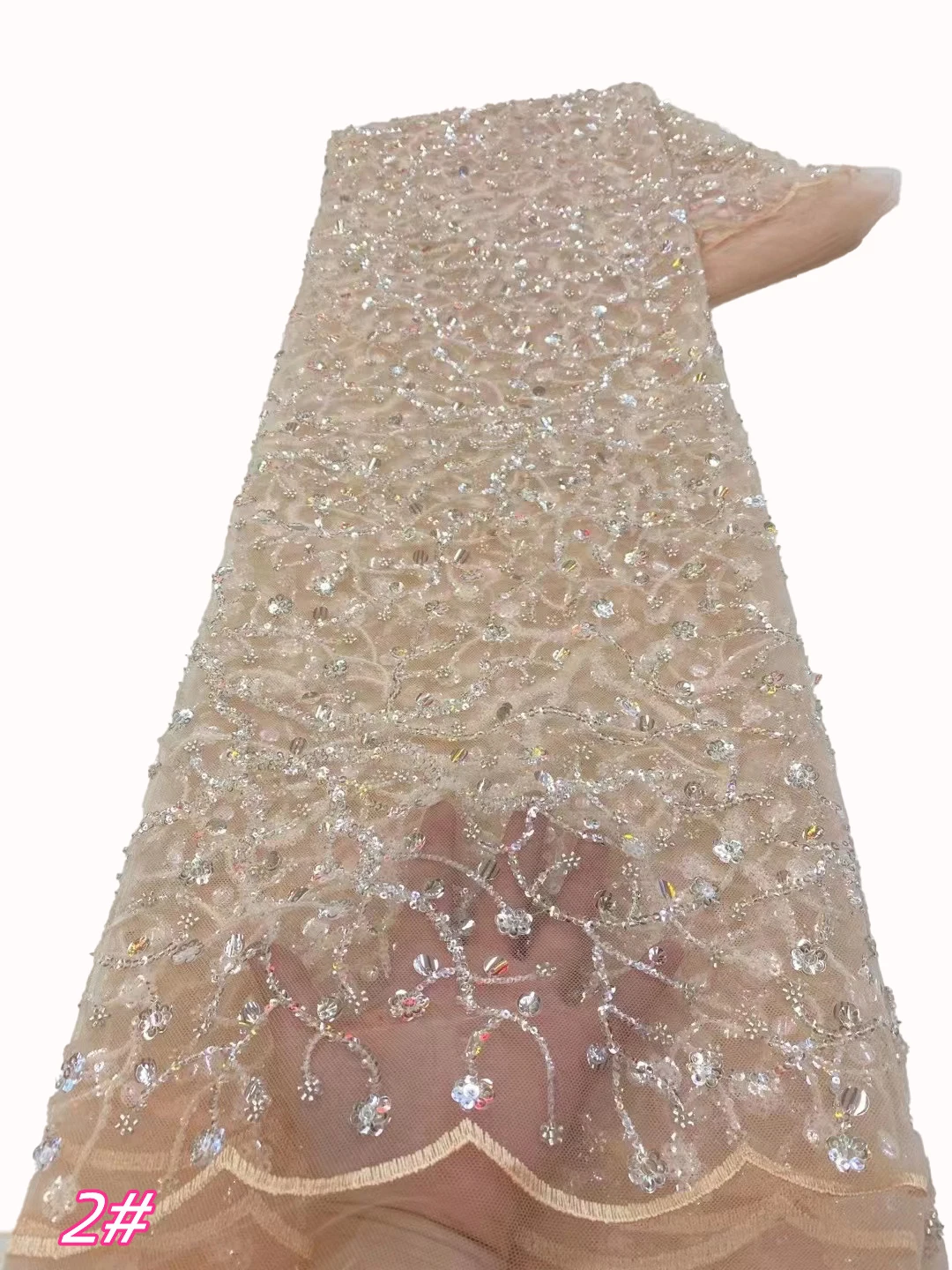 

Новинка 2023, кружевная Тюлевая ткань, высококачественное кружевное платье-труба с вышивкой из бисера и блесток, модное свадебное платье невесты/5 ярдов