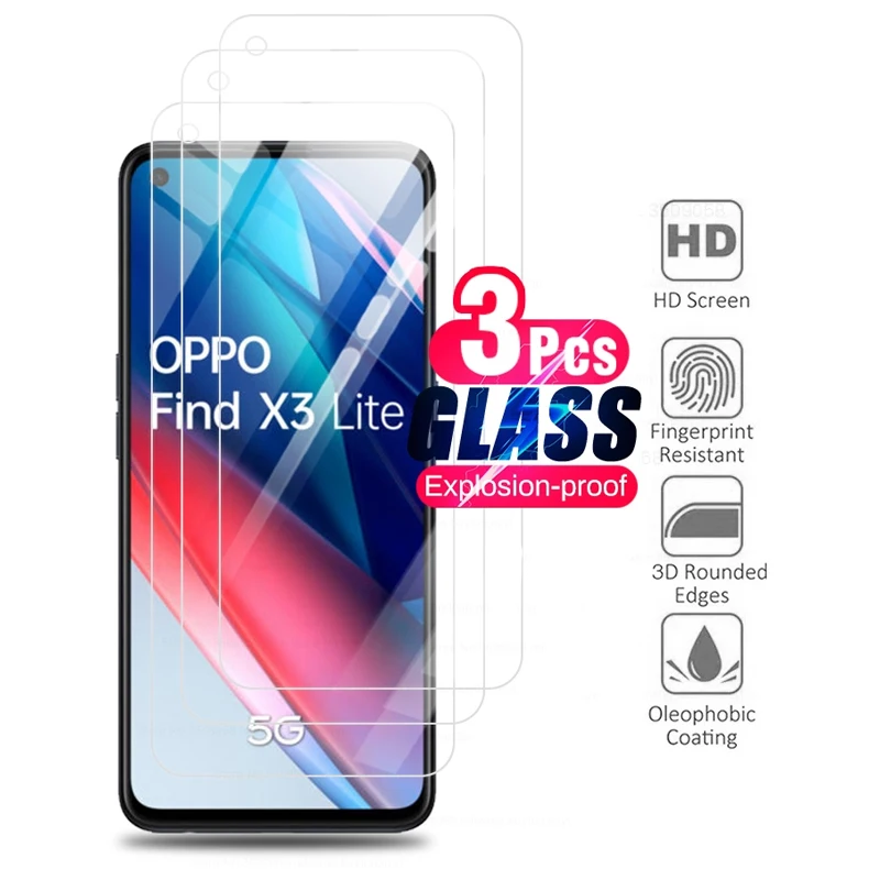 

orro find x3lite glass 3PCS protective glass for oppo opo x3 light x 3 lite 2021 cph2145 6.43‘’ screenprotector armor sfety film