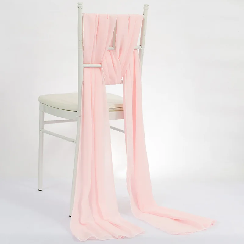 TECHOME 2 Pieces/Pack Chair Sashes Wedding Chair Knot Country Wedding Decoration Solid Color Chair Sashes Chiffon for Events