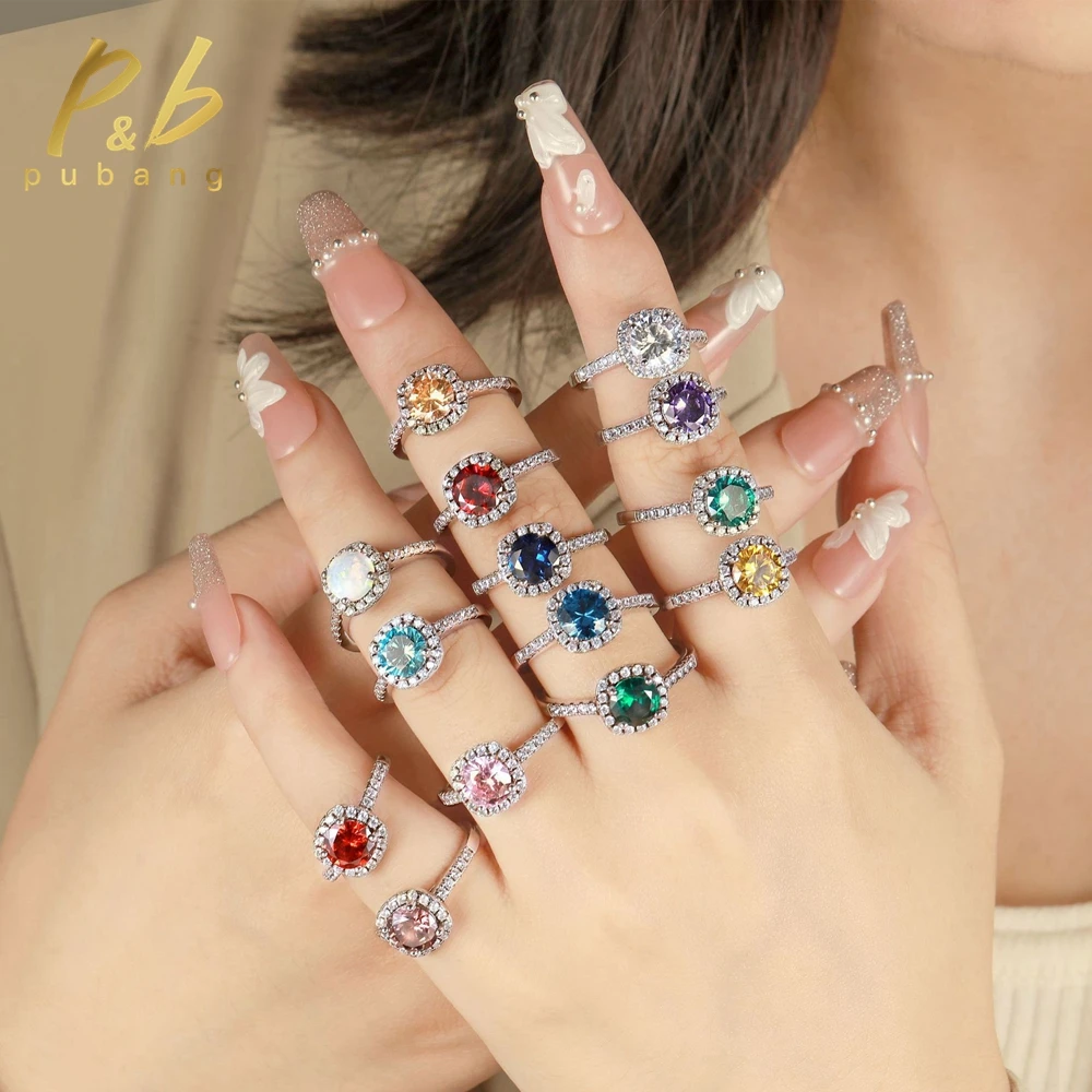 

PuBang Fine Jewelry 100% 925 Sterling Silver Multicolor Created Moissanite Diamond Ring for Women Anniversary Gift Drop Shipping