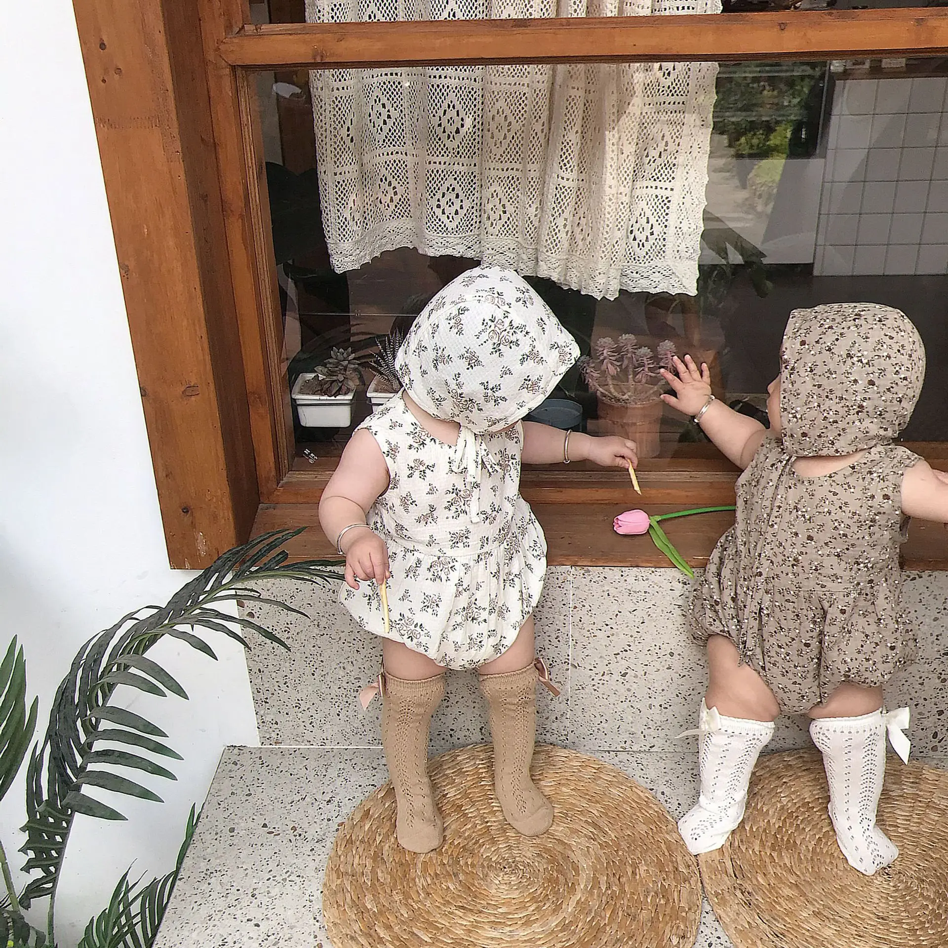 Freely Move Baby Girls Romper Summer Toddler Newborn Infant Sleeveless Floral Print Cotton Jumpsuits Playsuits Overalls Outfits