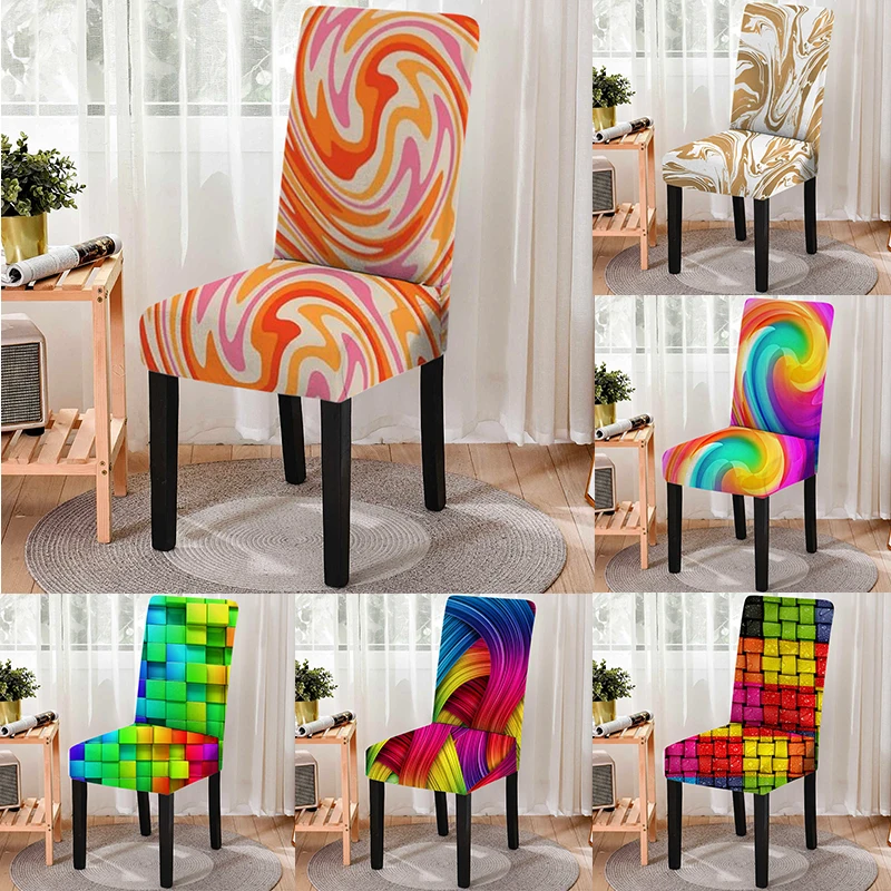 

Marble Swirl Printing Computer Office Chair Cover Spandex Wedding High Back Dust-proof Chair Covers Home Decor Sillas De Oficina