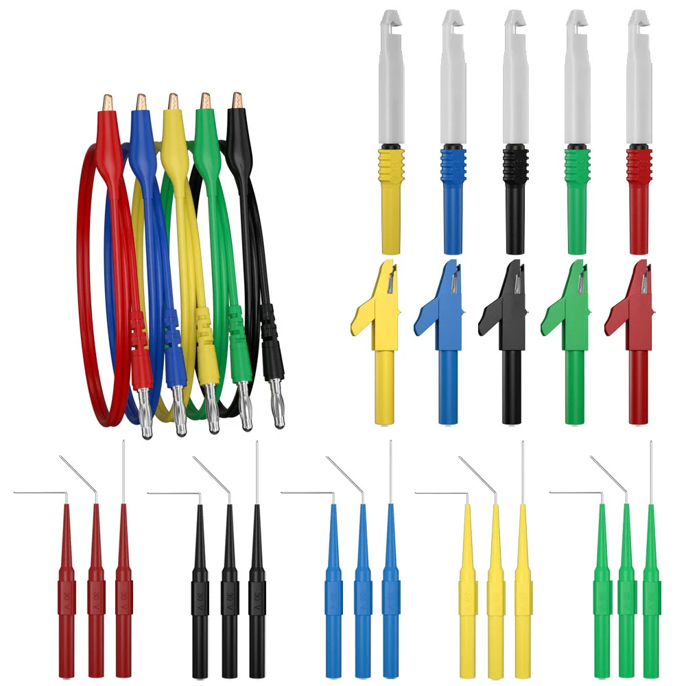 

Комплект тестовых кабелей мультиметра, штекер типа «банан» 4 мм к разъему «крокодил», комплект тестового зонда, электрические тестовые инструменты, 30 шт.