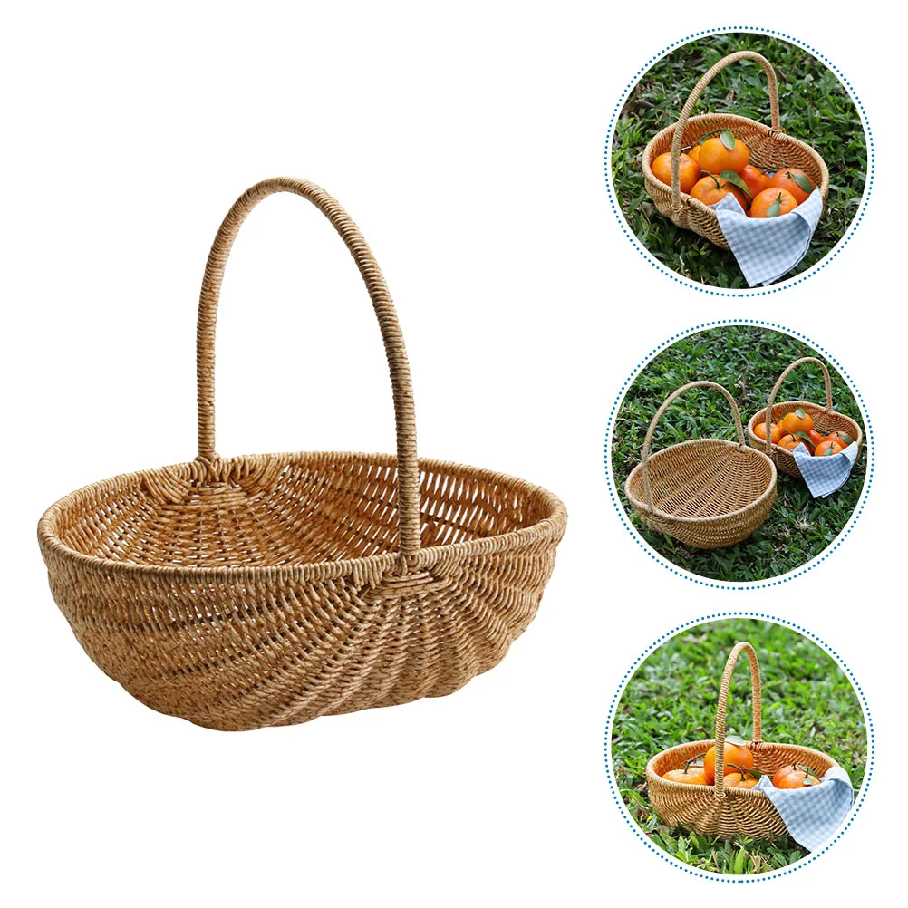 

Portable Imitation Rattan Multi-purpose Shopping Basket Fruit Basket Vegetable Basket