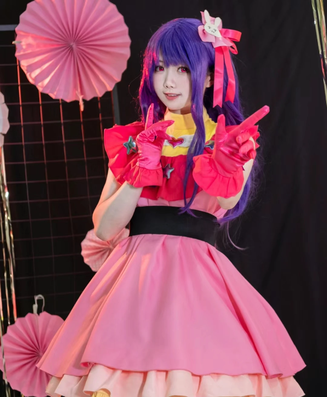 

OSHI NO KO Anime Ai Hoshino Cosplay Costume Wig Lolita Dress Stage Skirt Rose Net Sythetic Party Gift Halloween Costume Sets
