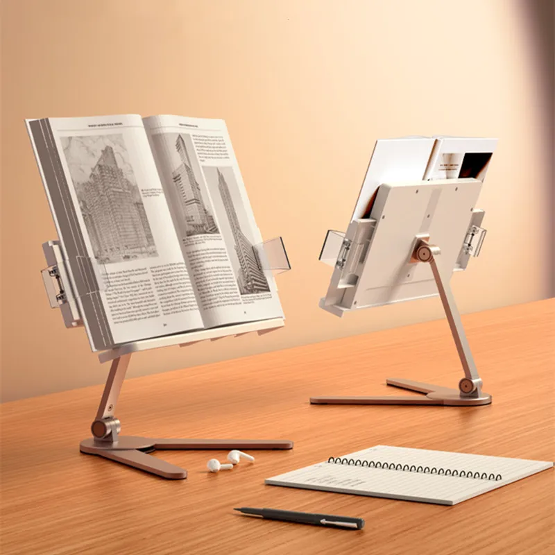 Aluminum Foldable Reading Book Stand Cookbook Holder Desktop Reading Adjustable Height&Angle Reading Book Bracket Book Stand