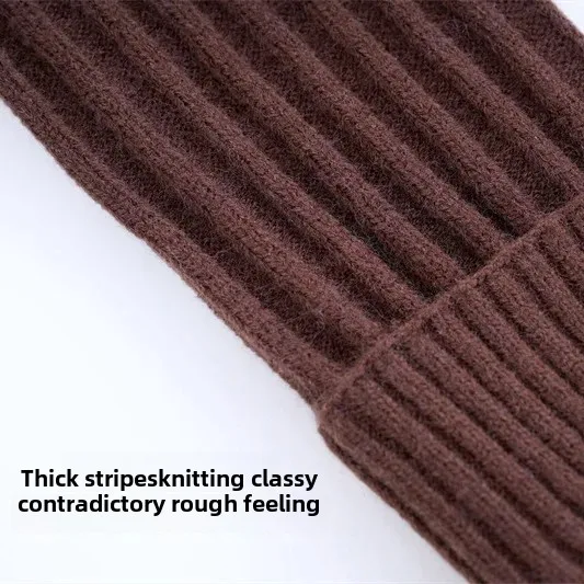 Женские осенне-зимние вязаные носки 24 стиля однотонные до середины икры модные с