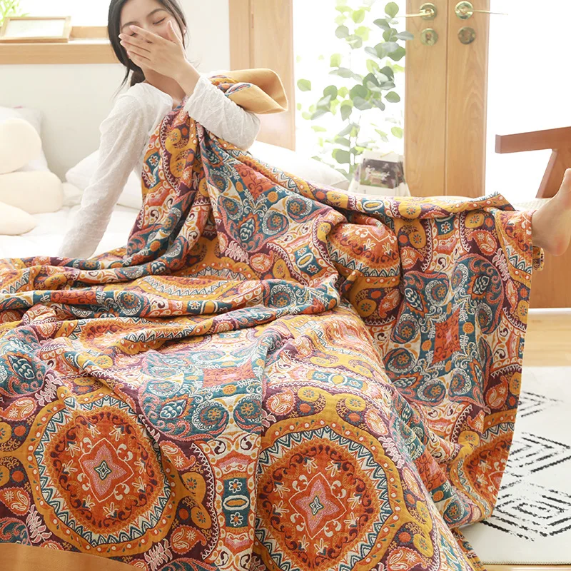 

Five layers cotton yarn cloth towel quilt single double summer air conditioning summer cool nap cover blanket
