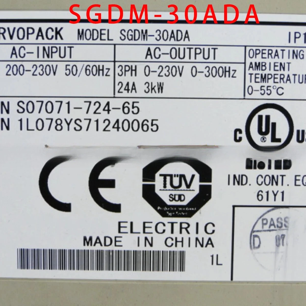 Фото Абсолютно новый оригинальный сервопривод SGDM-30ADA №2