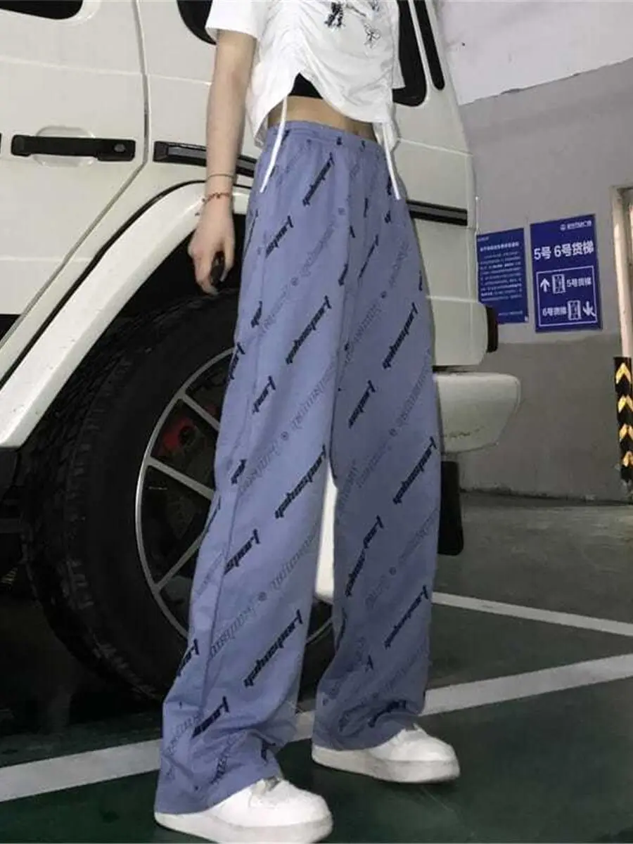 

Summer Gothic Pants Harajuku Korean Cool Print Pants Japan Cute Autumn Trousers Fashion Straight Hip Hop Teens Pants Women