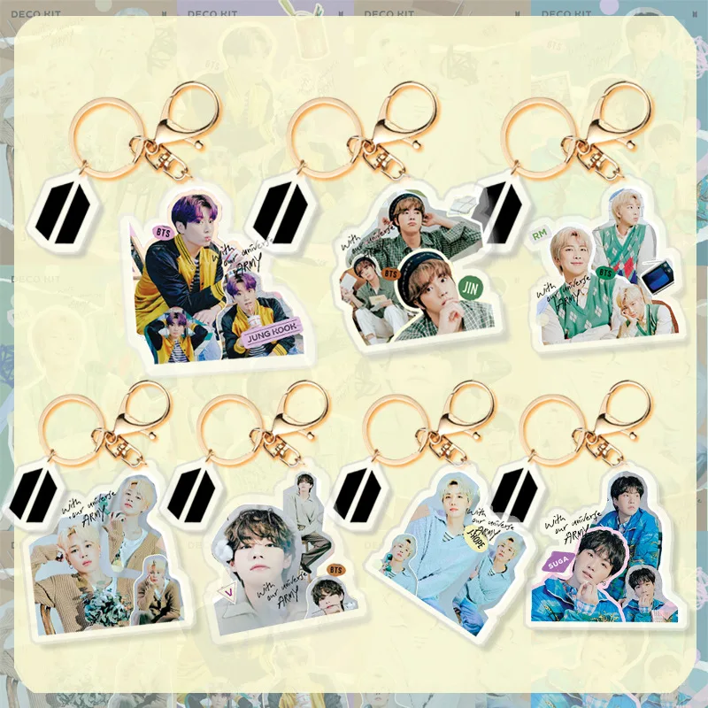 

Оптовая продажа, 1 шт., акриловый брелок для ключей Kpop Bangtan Boys, новый альбом, аксессуары для ключей, кольцо для ключей, милый кулон, брелок, пода...