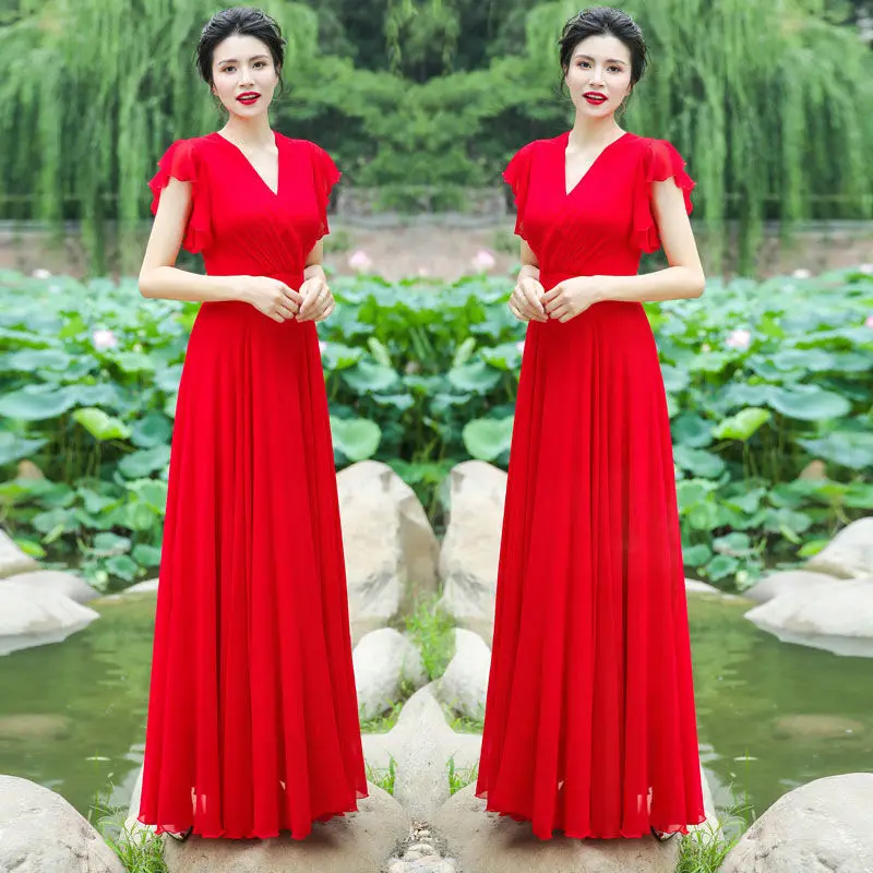 

Женское винтажное платье с коротким рукавом «летучая мышь» и V-образным вырезом