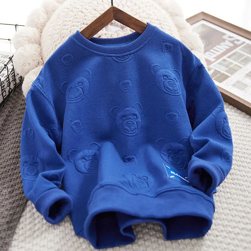 Children's Sweater Spring and Autumn New Boys Autumn Clothing Western Style Children and Teens Long Sleeves Bottoming Casual Top