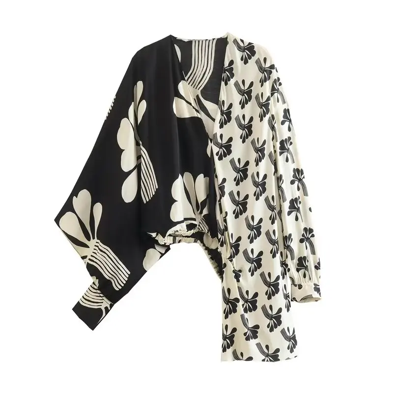 

SuperAen Women's New Niche Design Irregular Long Sleeve Joker Stitching Oversize Fashion Shirt