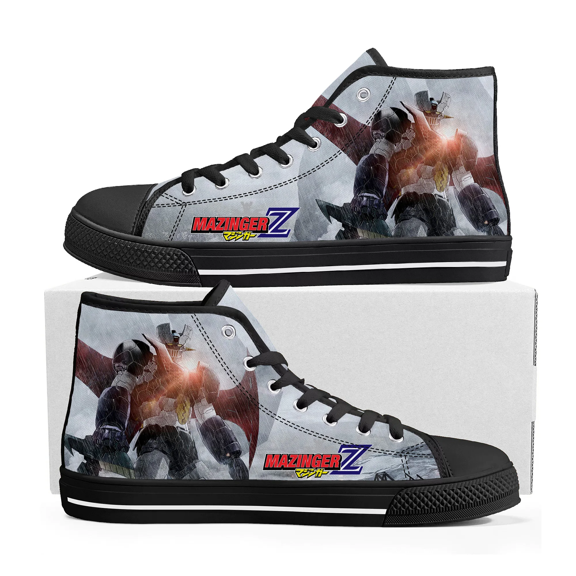 

Высокие кроссовки унисекс Mazinger Z, мультяшный Рисунок Аниме, повседневная обувь для пары, холщовые кроссовки для подростков, на заказ