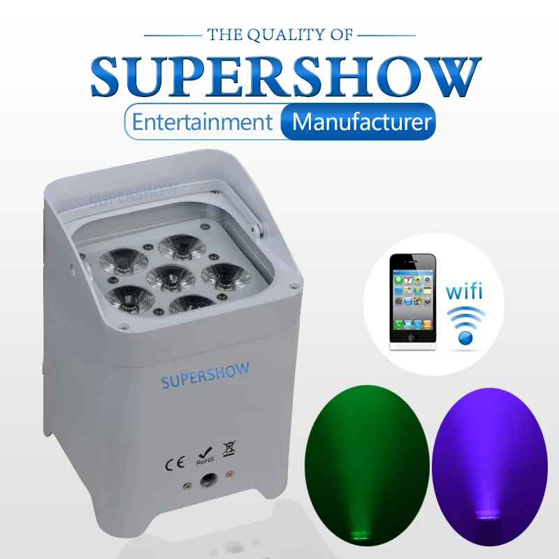 

6*18 Вт RGBWA + UV 6 в 1 Wifi беспроводной светодиодный DJ DMX Освещение Par батарея Uplightings