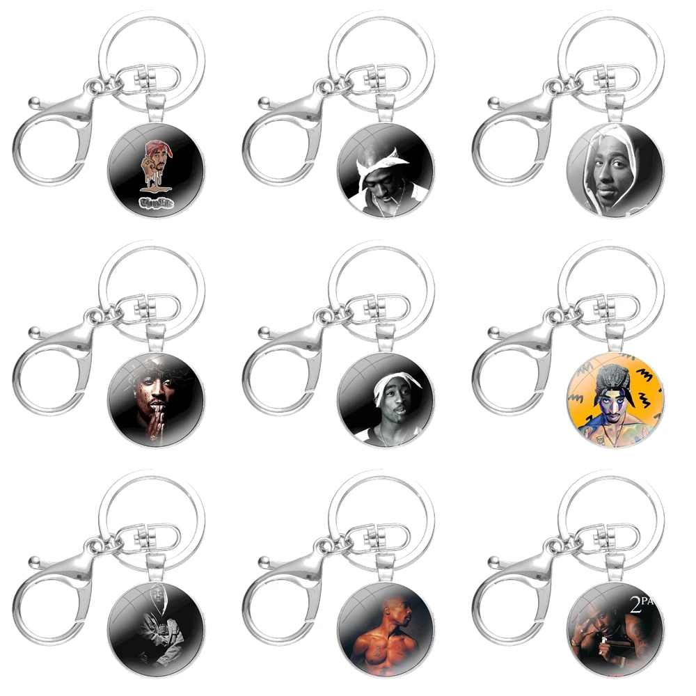 Брелок ручной работы стеклянный кабошон брелок для ключей подвеска брелки 2Pac