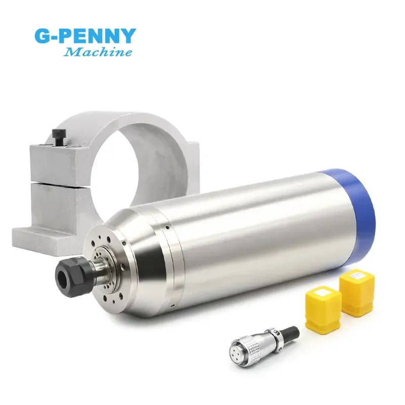 Фото Шпиндельный двигатель G-Penny 3.7 кВт ER20 D100 220В/380В с водяным охлаждением, пулевидный, с кронштейном 100 мм, 400 Гц, 24000 об/мин, 2-полюсный, 4 шт. №1