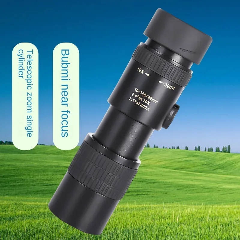 10-300X40 High Definition Power Zoom Single Telescope Folding Portable Outdoor Camping Hiking Landscape Viewing